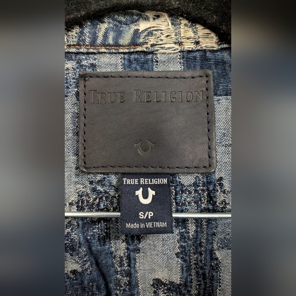 TRUE RELIGION Men's Danny Distressed Ripped Denim Jean Jacket Shredded SP - Picture 8 of 12